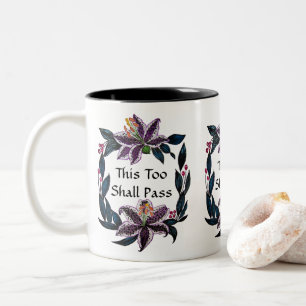 "Dieses auch führt" Aquarell-Lilien-Kranz Zweifarbige Tasse