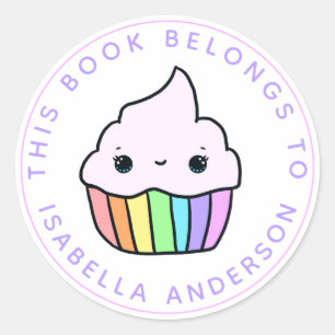 Dieses Buch gehört Cupcake Buchschild Runder Aufkleber
