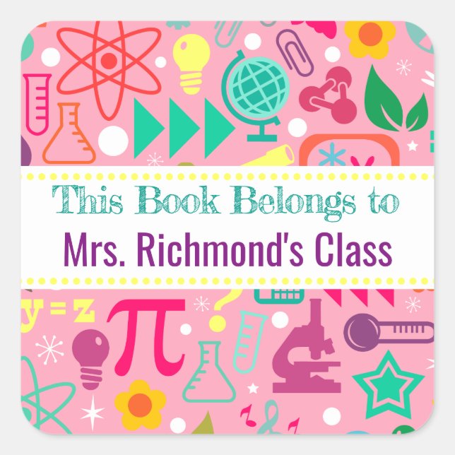 Dieses Buch gehört dazu, rosa Mathematik und Wisse Quadratischer Aufkleber (Vorderseite)