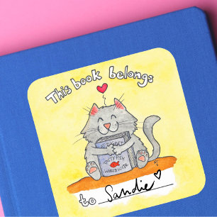 Dieses Buch gehört dem Katzenaufkleber von Nicole Quadratischer Aufkleber