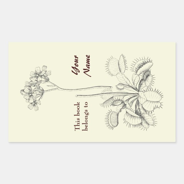 Dieses Buch gehört floral Rechteckiger Aufkleber (Vorderseite)