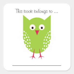Dieses Buch gehört ... (Grüne Schüssel) Quadratischer Aufkleber