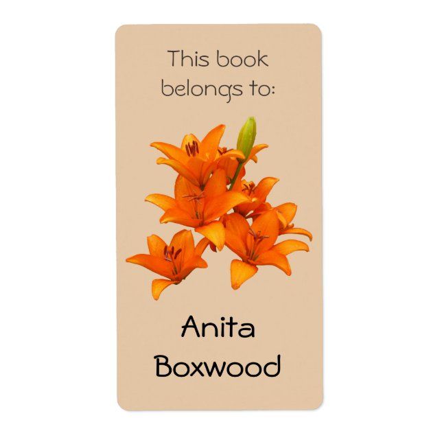 Dieses Buch gehört Individuelle Name Orange Lilies (Vorne)