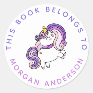 Dieses Buch gehört Niedliches Einhorn-Buchzeiche Runder Aufkleber