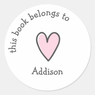 Dieses Buch gehört - Niedliches rosa Herz - Kinder Runder Aufkleber
