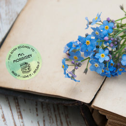Dieses Buch gehört personalisierte Wasserfarbe Grü Runder Aufkleber