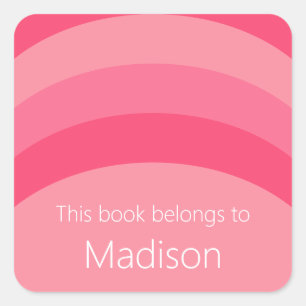 Dieses Buch gehört Pinken Streifen Weißen Namen Quadratischer Aufkleber