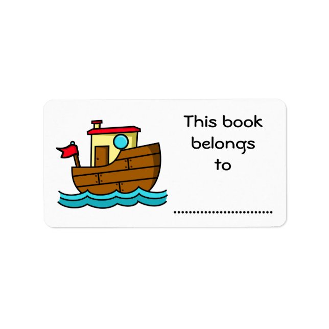 Dieses Buch gehört zu: Cartoon Boat Adressaufkleber (Vorne)