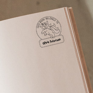 Dieses Buch gehört zu einem Niedlichen Einhorn, Ki Gummistempel