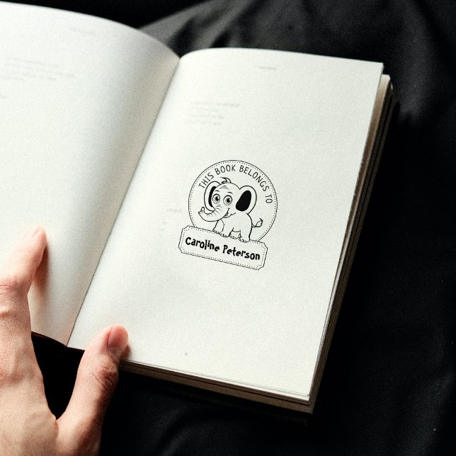 Dieses Buch gehört zu einem Niedlichen Elefanten,  Gummistempel (Von Creator hochgeladen)