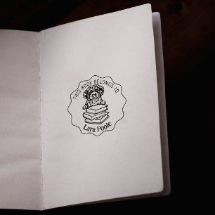 Dieses Buch gehört zu einem Niedlichen portugiesis Gummistempel