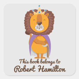 DIESES BUCH GEHÖRT ZU LION KING with CROWN Quadratischer Aufkleber