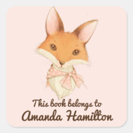 DIESES BUCH GEHÖRT ZU NIEDLICHEM FOX MIT PINK DOTT QUADRATISCHER AUFKLEBER