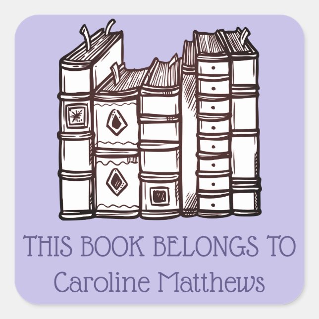 Dieses Buch gehört zu Personalisierten Lila Quadratischer Aufkleber (Vorderseite)