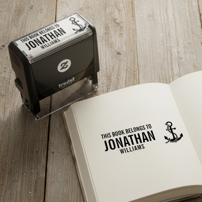 Dieses Buch gehört zu Stempel mit Anker (This book belongs to custom name pre inked stamp with nautical anchor.)