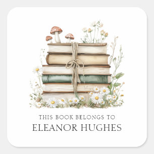 Dieses Buch gehört zu Watercolor Floral Exlibris Quadratischer Aufkleber