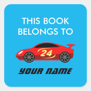 Dieses Buch gehört zum Custom Buchzeichen Red Race Quadratischer Aufkleber