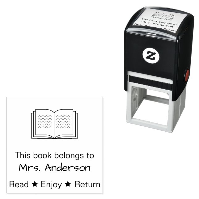 Dieses Buch gehört zum Lehrernamen Lesen und Zurüc Permastempel (Beispiel)