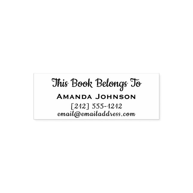 Dieses Buch gehört zum Namen Tel Number Mail Permastempel (Design)