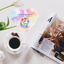 Dieses Buch gehört zum Niedlichen Rainbow Unicorn- Herz-Aufkleber