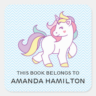 DIESES BUCH GEHÖRT ZUM PINKEN NIEDLICHEN UNICORN B QUADRATISCHER AUFKLEBER