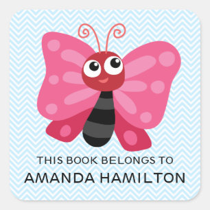 DIESES BUCH GEHÖRT ZUM PINKEN NIEDLICHER BUTTERFLY QUADRATISCHER AUFKLEBER