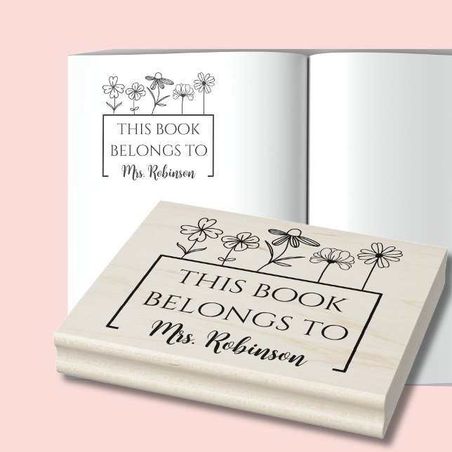 Dieses Buch gehört zum Wildblume Book Label Gummistempel (This Book Belongs To Wildflower Book Label Stamp)