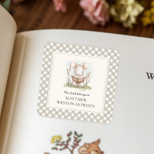 Dieses Buch gehört zur Waldmaus Kids Bookplate Quadratischer Aufkleber