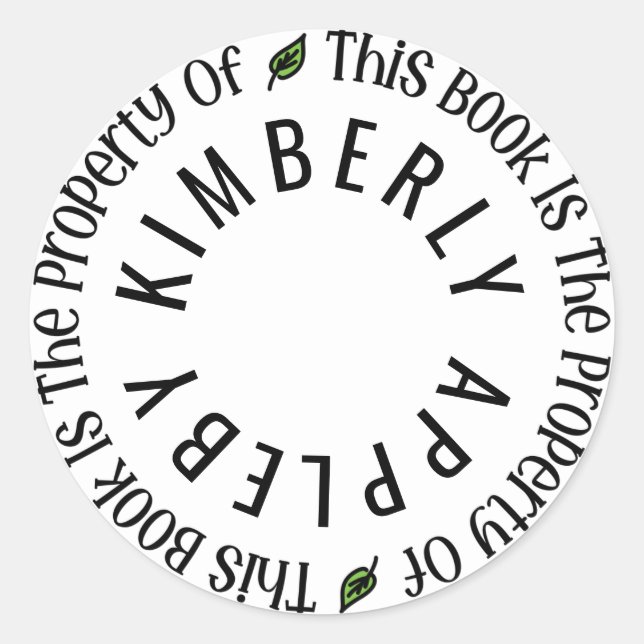 "Dieses Buch ist Eigentum"-Aufklebervorlage Runder Aufkleber (Vorderseite)