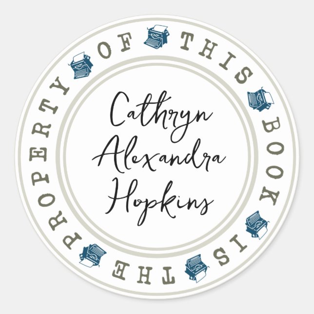 "Dieses Buch ist Eigentum"-Aufklebervorlage Runder Aufkleber (Vorderseite)