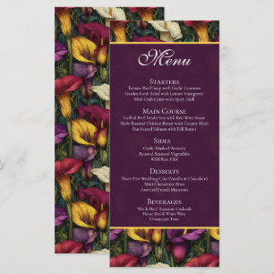 Dieses Calla Lilien-Blumen-Thema-Hochzeitsprodukt Menükarte