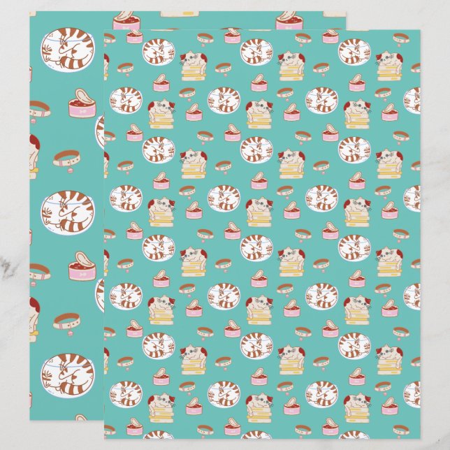 Dieses Cat Life Scrapbooking Papier Niedliches Kat (Vorne/Hinten)