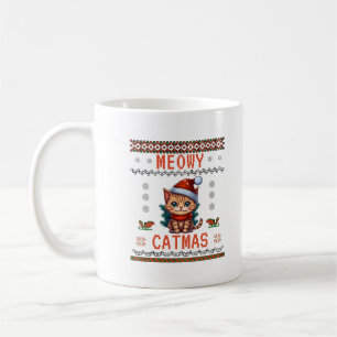 Dieses Design anpassen: Meowy Catmas Katze Weihnac Kaffeetasse