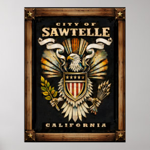 Dieses Emblem der Stadt Sawtelle Poster