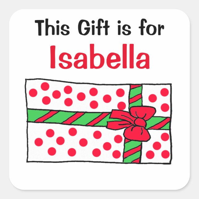 Dieses Geschenk ist für eine Personalisierte Gesch Quadratischer Aufkleber (Vorderseite)