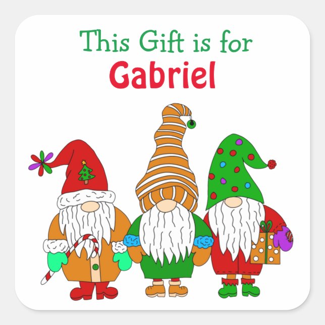 Dieses Geschenk ist für, Personalisierte Weihnacht Quadratischer Aufkleber (Vorderseite)