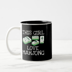 Dieses Girl Lieben Mahjong T-Shirt China Spiel Lov Zweifarbige Tasse