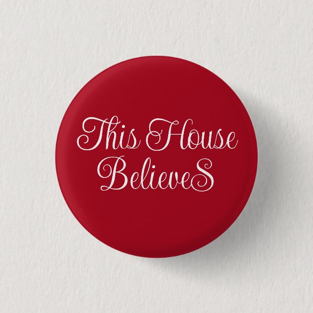 Dieses Haus glaubt an den rot-weißen Weihnachtskno Button (Vorderseite)