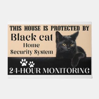 Dieses Haus ist durch eine Black Cat Zuhause gesch Fußmatte