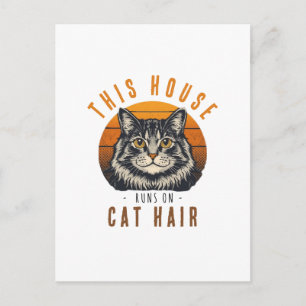 Dieses Haus läuft mit Katzenhaaren Vintage-Katze Postkarte