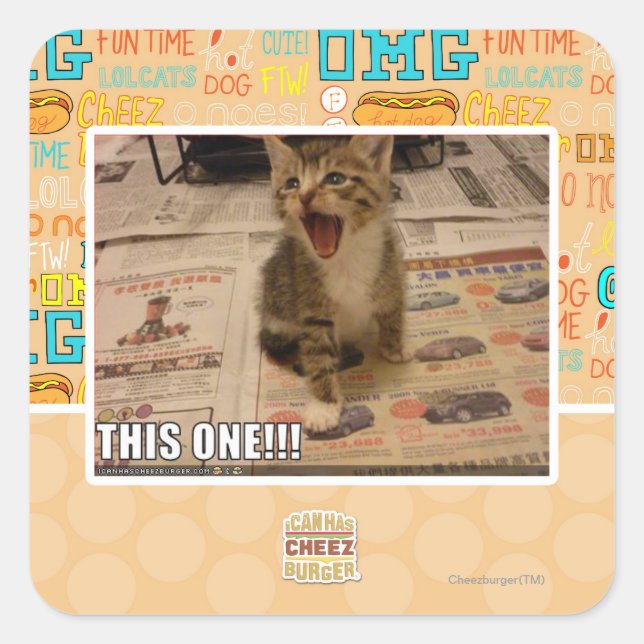 Dieses hier! quadratischer aufkleber (Vorderseite)