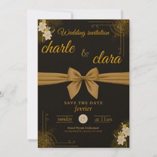 Dieses Hochzeitsdesign mit Schwarz und Gold Einladung