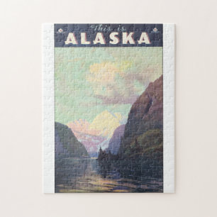 Dieses ist Reise-Plakat-Grafik Alaskas Vintage Puzzle