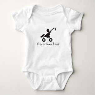 Dieses ist, wie ich rolle. Säugling onsie. Weiß Baby Strampler