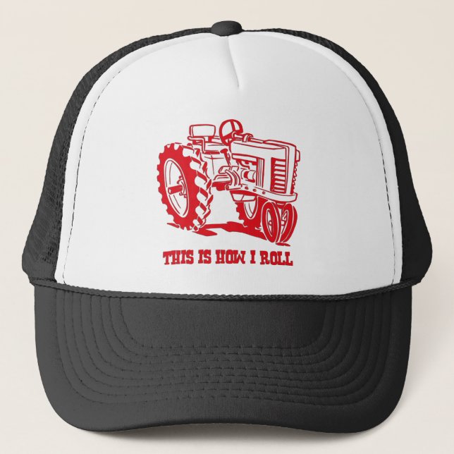Dieses ist, wie ich Traktor Red Hat rolle Truckerkappe (Vorderseite)