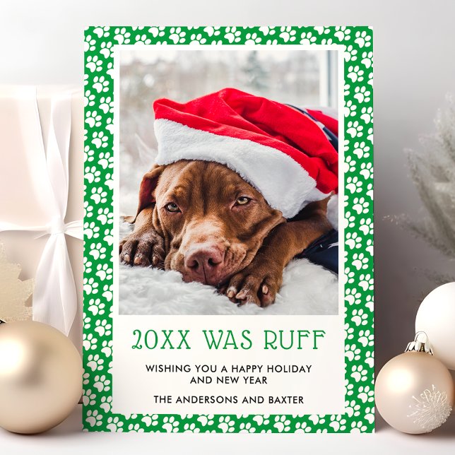 Dieses Jahr war Ruff Green Pet Foto Weihnachtskart (Von Creator hochgeladen)