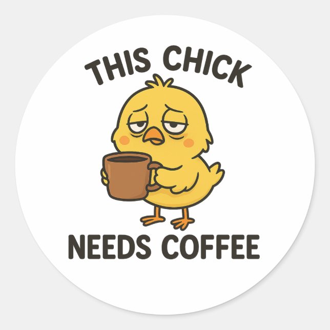 Dieses Kätzchen braucht Kaffee Runder Aufkleber (Vorderseite)