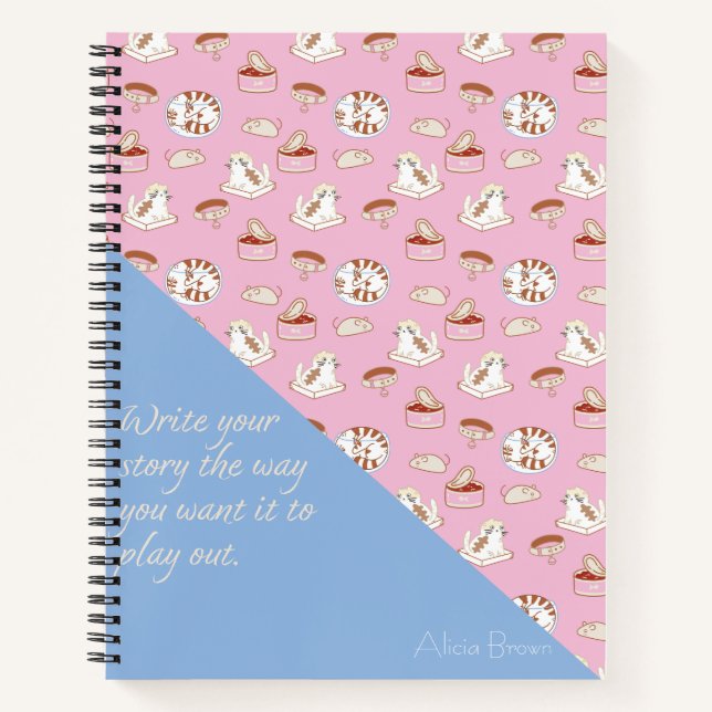 Dieses Katzenleben Niedliches Katzenmuster Blau Pi Notizbuch (Vorderseite)