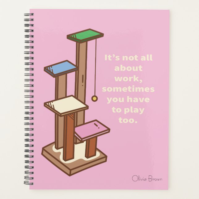 Dieses Katzenleben rosa Katzenturm mit Namen Planer (Vorderseite)