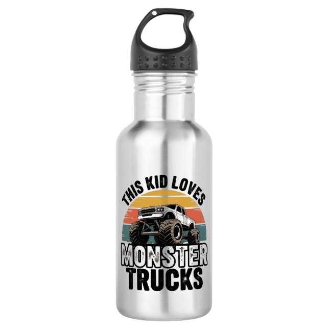 Dieses Kind liebt Monstertrucks Edelstahlflasche (Vorderseite)